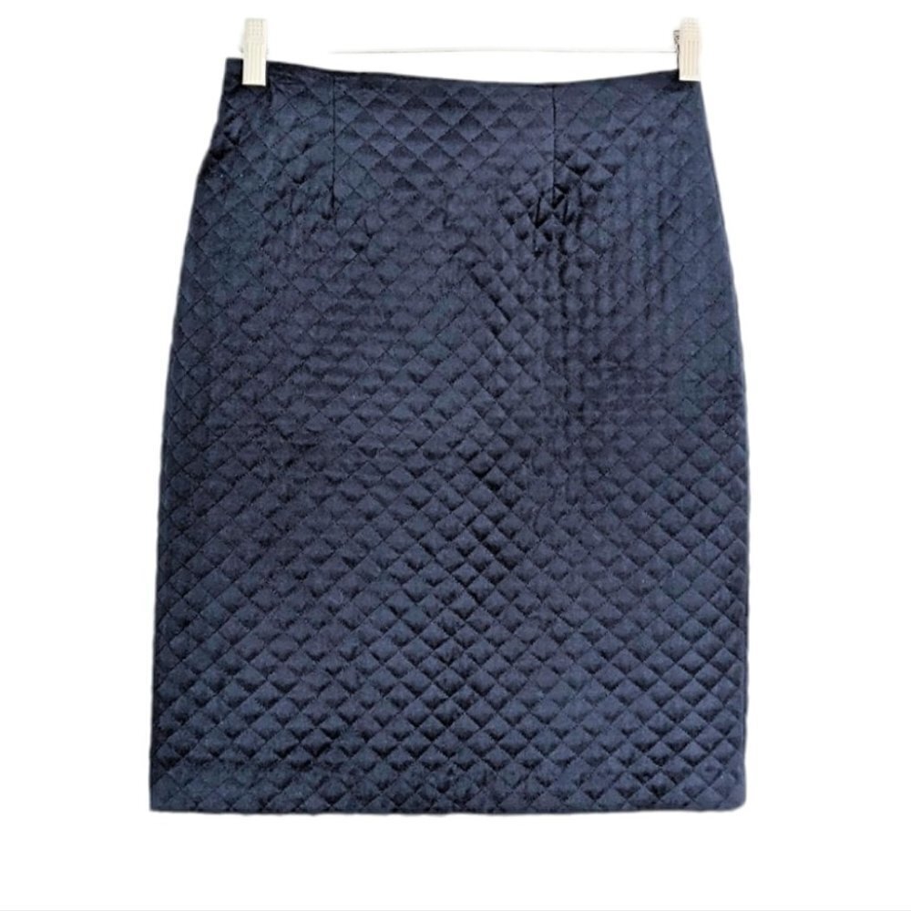 Vintage Glensport by Pierre Bertrand quilted pensil skirt dark blue size 6 @F